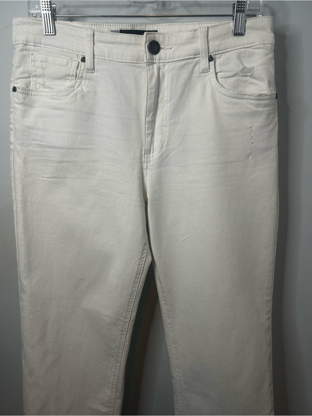 KUT from the Kloth High Rise White Straight Leg Jeans